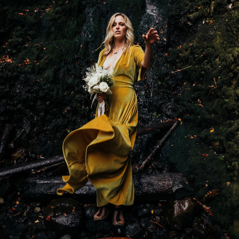 L&B Yellow Velvet Dress